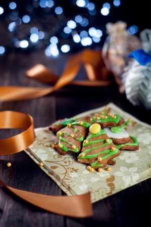 Decorative christmas cookiesの写真素材