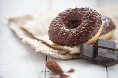 Sweet donut with chocolateの写真素材