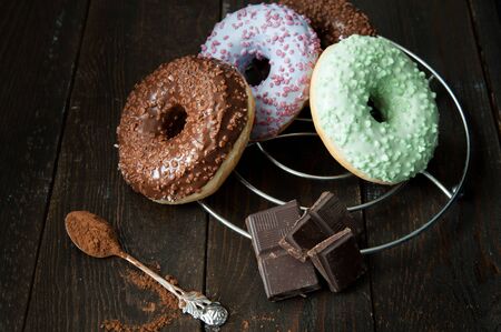 Sweet donut with chocolateの写真素材