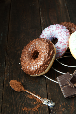 Sweet donut with chocolateの写真素材