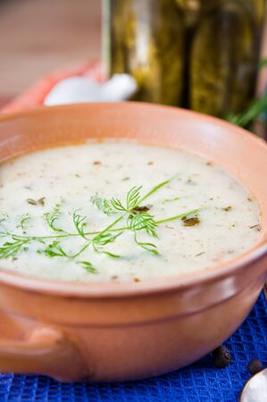 Sour and tasty cucumber soupの写真素材