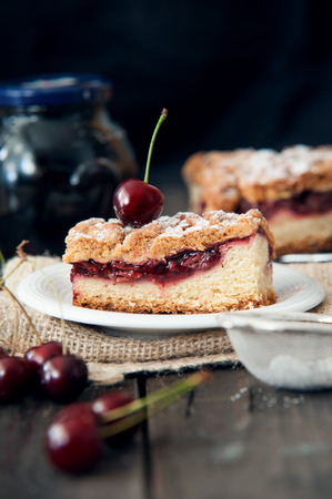 Delicious and fresh cherry pieの写真素材