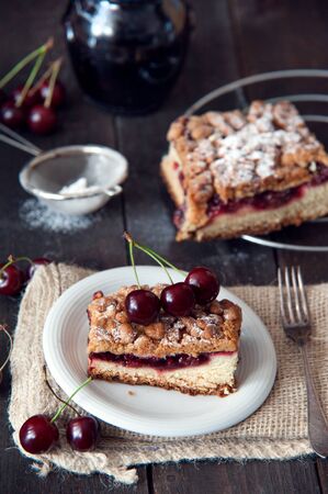 Delicious and fresh cherry pieの写真素材