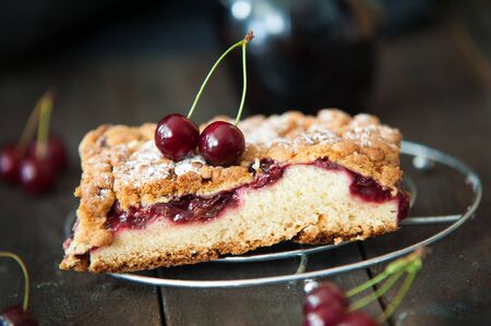 Delicious and fresh cherry pieの写真素材