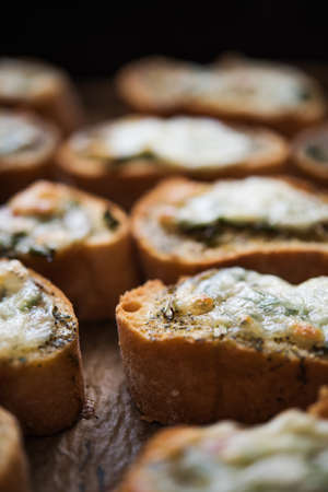 Crunchy toast with cheese and spicesの写真素材