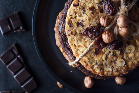 Sweet healthy cookies with hazelnutsの写真素材