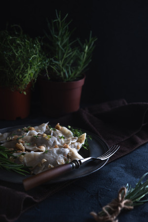 Dumplings with cabbage and mushroomsの写真素材