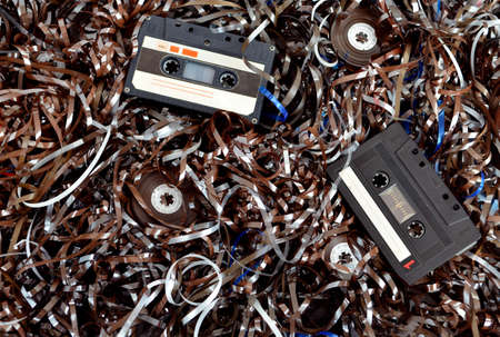 Cassette and tape backgroundの写真素材