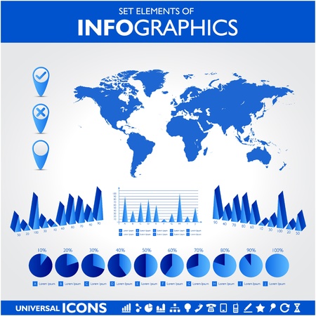 Blue infographics  Universal vector icons set  Statistic のイラスト素材