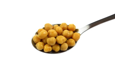 Chickpeas in spoon. High resolution color image.の写真素材