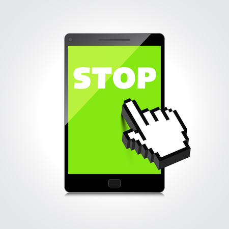 Stop word display on High-quality smartphone screen.のイラスト素材