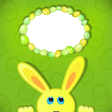 Easter bunny look up in blank space. Easter background.のイラスト素材