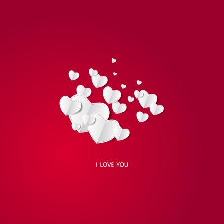 Love card Happy Valentines Day concept. Heart shape with shadow. Vector illustration のイラスト素材