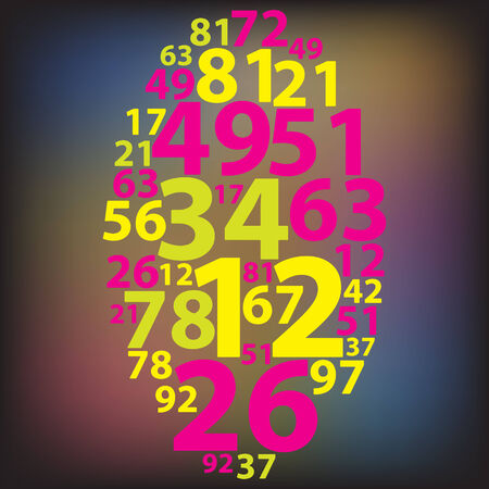 Text cloud. Numbers wordcloud. Typography concept. Vector illustration.のイラスト素材