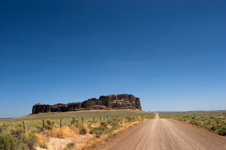 Photo of the blown out crater of Fort Rock State Park, near Bend, Oregon, USAの写真素材