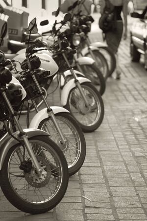 Photo of a line of motorcycles in Guanajuato, Mexicoの写真素材