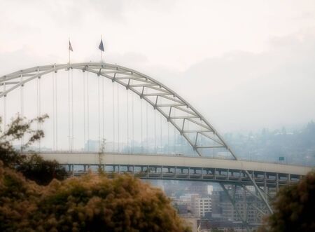 Photo of the Fremont Bridge in Portland, Oregon.の写真素材