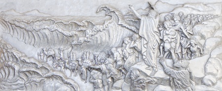 Door sculpture  About the history  Of the Christian faith の写真素材