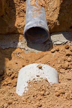 Construction of drain waste,build a house.の写真素材