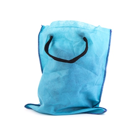 Blue fabric bags isolated on a white background.