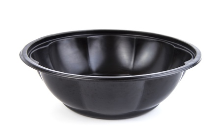 Black bowl cups isolated on white background.の写真素材