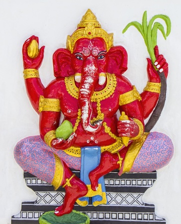 Ganesh on the wall at Wat Saman Rattanaram, in thailandの写真素材