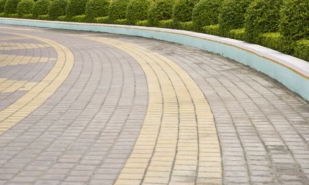 Walkways with the garden at the side.