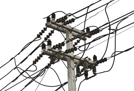 electricity post isolated on a white background 