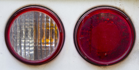 Tail light round shape an old of the truck.