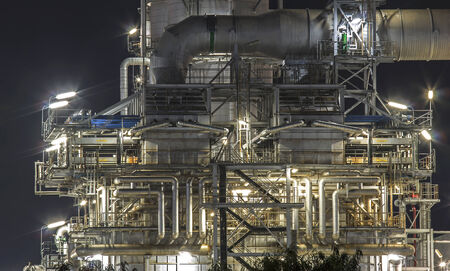 Oil refinery at twilight, locations in Thailand.のeditorial素材