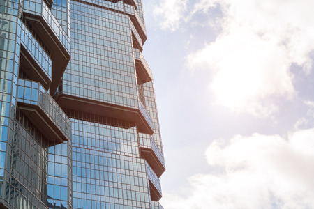 Modern business center in hongkong. on blue skyのeditorial素材