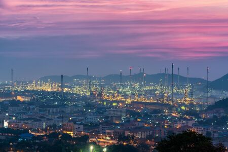 Oil refineries with cities, industrial areas in the city.の写真素材