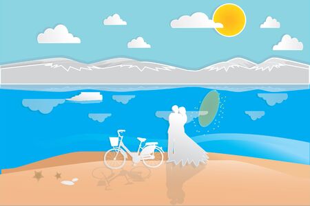 Valentine's love romantic holiday the concept of wedding vector in illustration background.のイラスト素材