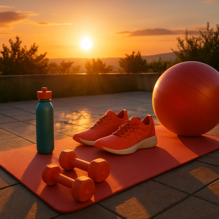 Sunset Training Equipment With Ball And Shoes 021125の素材