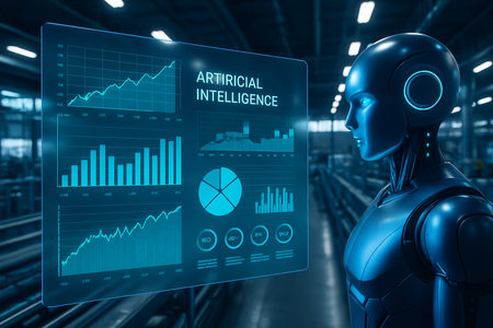 Cyber Blue Dashboard With Robot Profile Screen 021125の素材