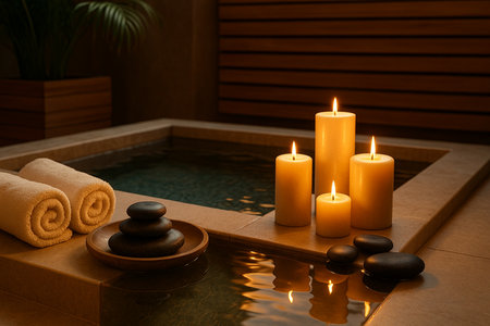 Spa Corner With Candles And Yoga Props 021125の素材