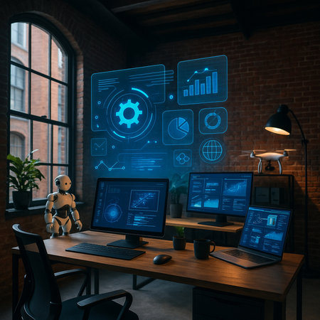 Brick Loft Office With Screens And Ai Panels 021125の素材