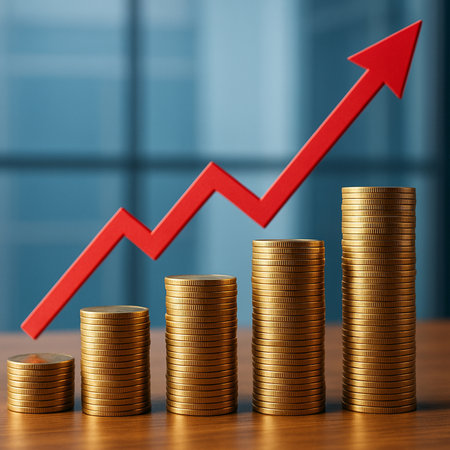 Red Arrow Up With Gold Coins Bullish Trend 021125の素材