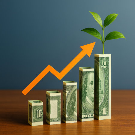 Arrow Up With Money Blocks And Green Sprout 021125の素材