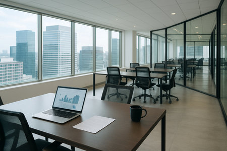 Meeting Room With City View And Devices 021125の素材