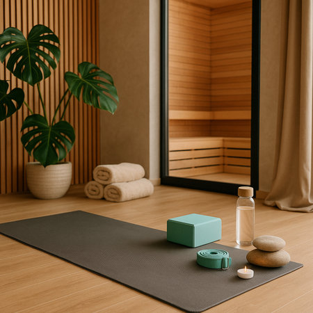 Warm Yoga Space With Mat And Towel 021125の素材