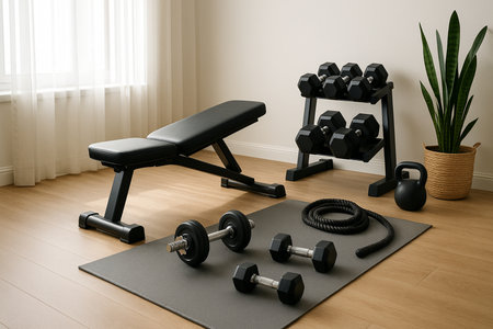 Indoor Fitness Rack With Dumbbells And Bench 021125の素材