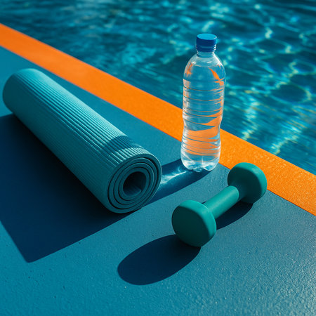 Bright Poolside Yoga Gear In Sunlight 021125の素材