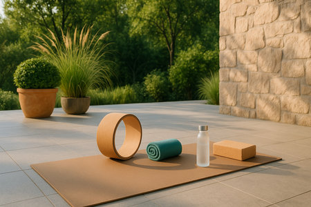 Outdoor Wellness Spot With Mat And Weights 021125の素材