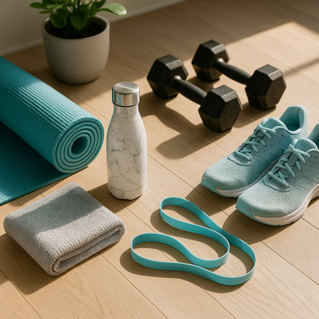 Home Gym Equipment With Plant And Towel 021125の素材