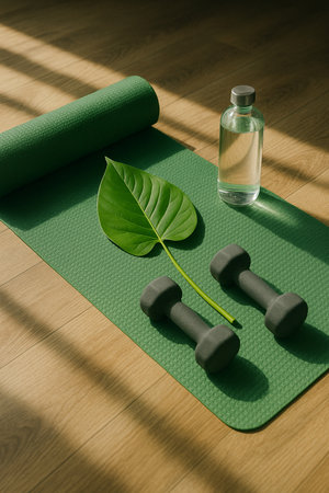 Eco Friendly Yoga Mat With Green Leaf 021125の素材