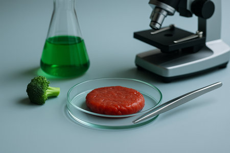 Microscope Analyzing Lab Grown Meat Sample 031125の素材