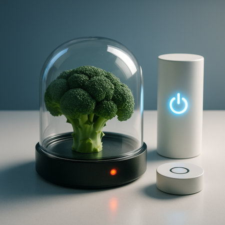 Broccoli Under Glass Dome With Power Button 031125の素材
