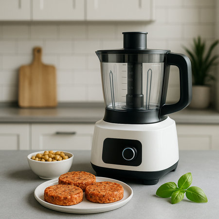 Modern Food Processor With Vegan Patties 031125の素材