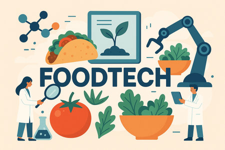 Foodtech Logo With Vegetables Illustration 031125の素材